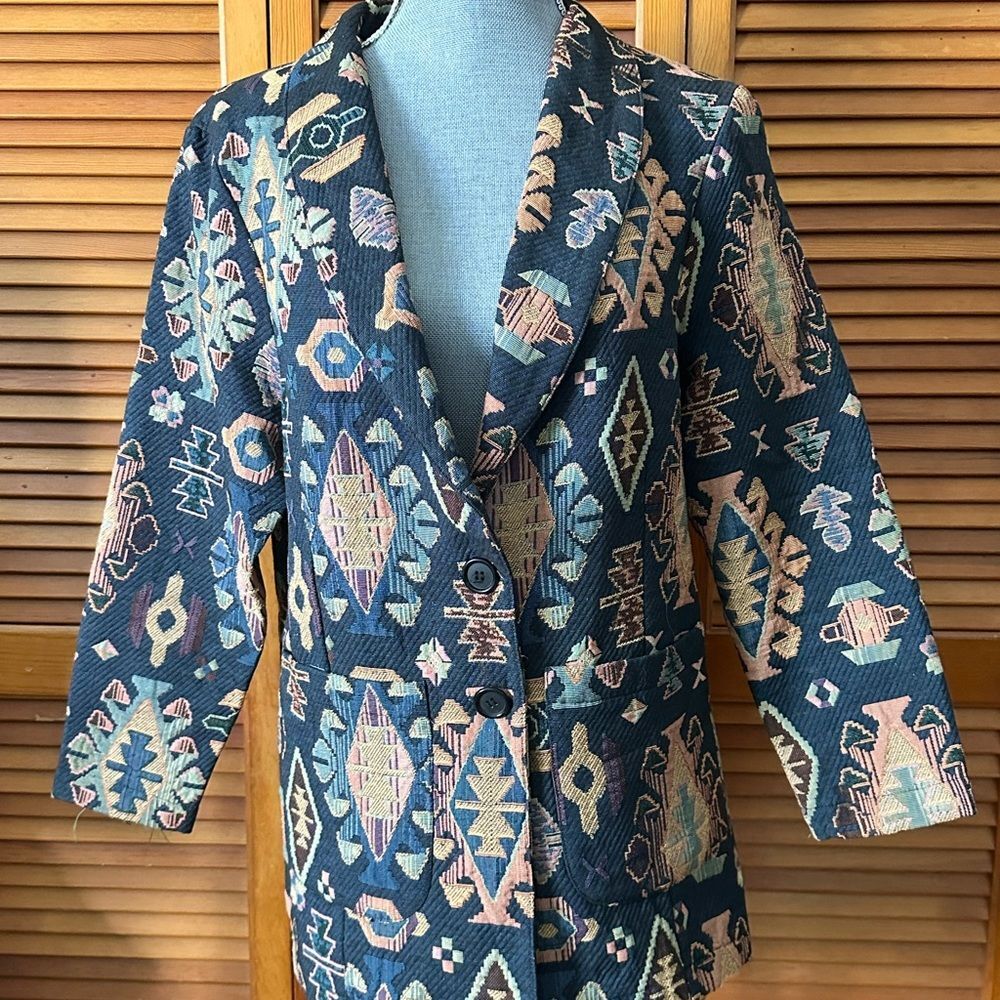 Vintage 90s Sunbelt Aztec Tapestry Men’s Blazer Jacket